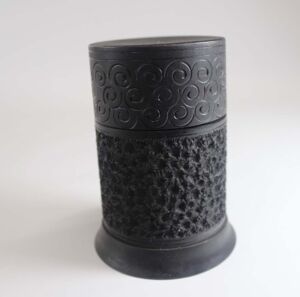 Woodturned lidded box made from maple; 3.75x2.5" coloured with India Ink & textured (inspired by S. Kennard) Woodturned lidded box made from maple; 3.75x2.5" coloured with India Ink & textured (inspired by S. Kennard)